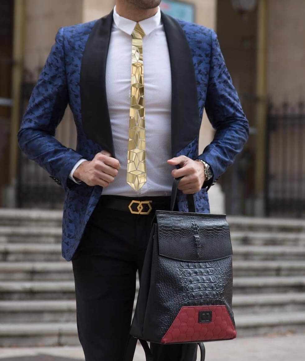 Gold/Black Reversible Geometric Tie – Bold. Futuristic. Limitless.