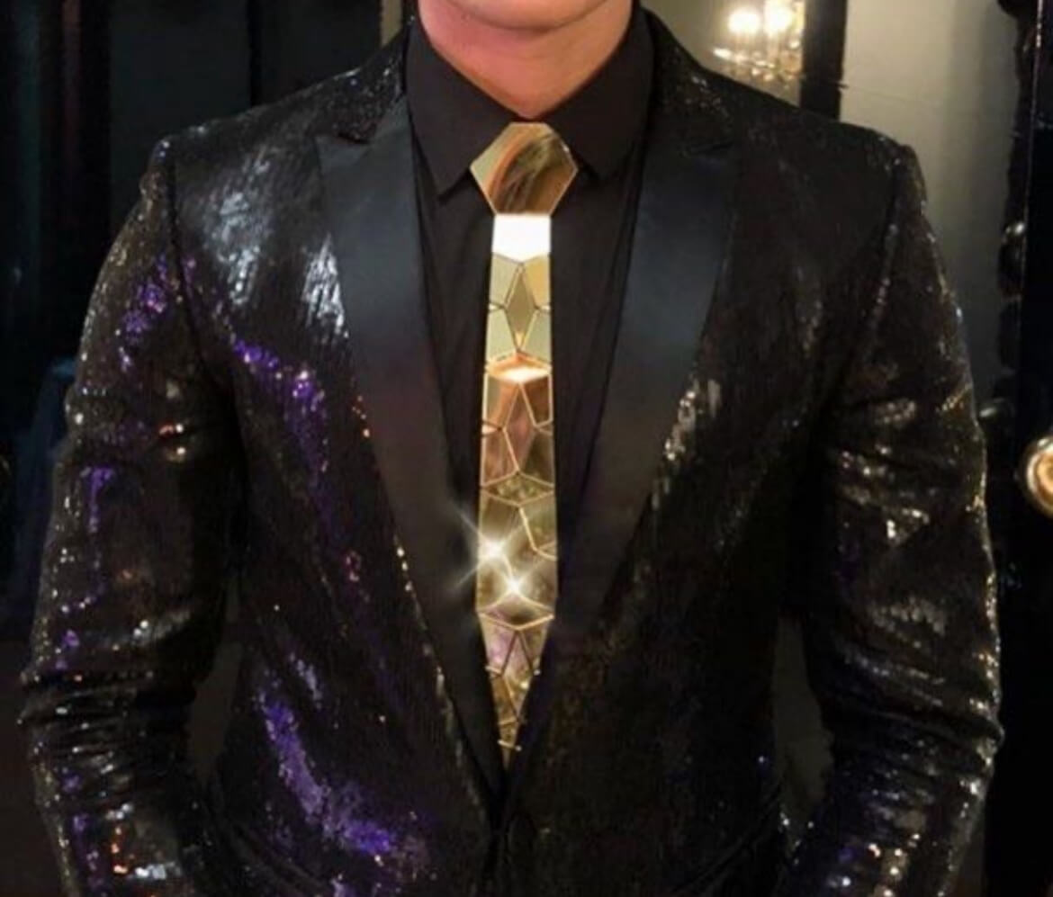 Gold/Black Reversible Geometric Tie – Bold. Futuristic. Limitless.