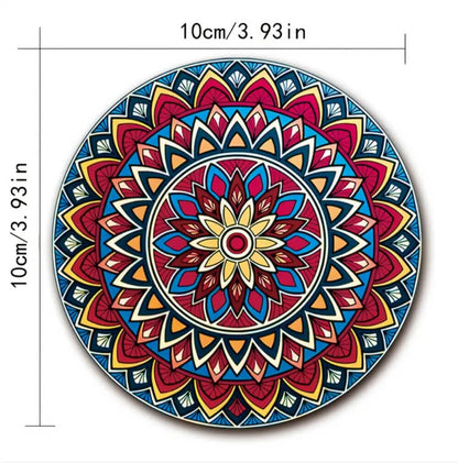 Wooden Mandala Coasters Set (8 Pieces)
