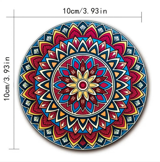 Wooden Mandala Coasters Set (8 Pieces)