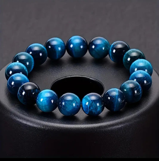 🌀 Natural Blue Tiger Eye Bracelet – Calm, Clarity & Confidence