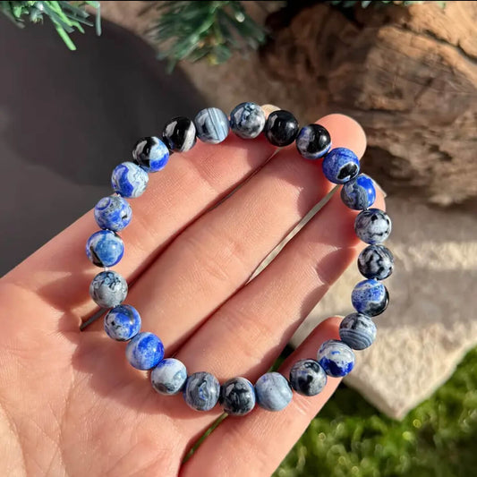 💙🪐 Elegant Blue Agate Bracelet – Balance, Beauty & Cosmic Wisdom