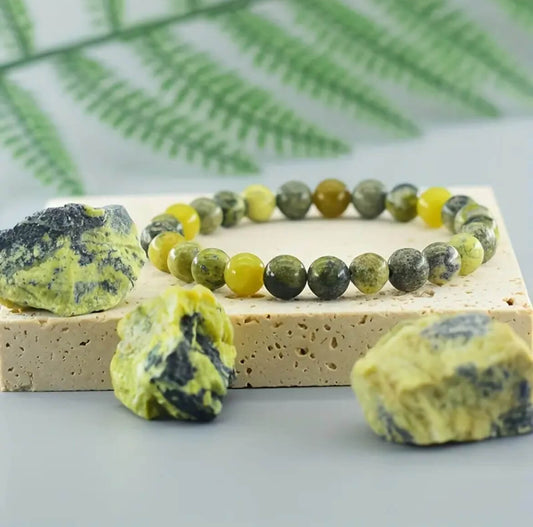 🌿💛 Grass Yellow Stone Bracelet – Grounded Energy, Solar Radiance