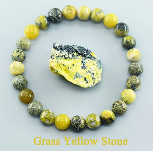 🌿💛 Grass Yellow Stone Bracelet – Grounded Energy, Solar Radiance