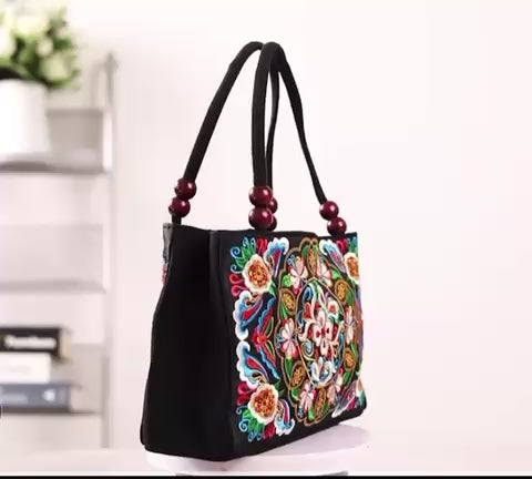 Boho Floral Embroidered Handbag 🌸✨